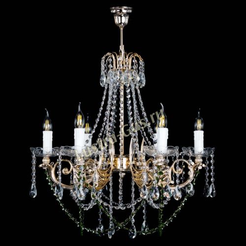 Люстра Елизавета малая Зеленая (рожки - металл) в Саратове Гусь Хрустальный