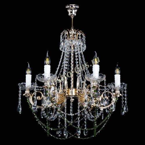 Люстра Елизавета малая Зеленая (рожки - металл) в Саратове Гусь Хрустальный