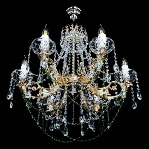 Люстра Елизавета малая Зеленая (рожки - металл) в Саратове Гусь Хрустальный