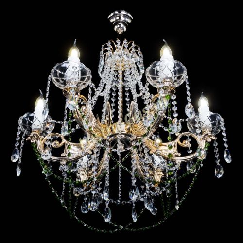 Люстра Елизавета малая Зеленая (рожки - металл) в Саратове Гусь Хрустальный