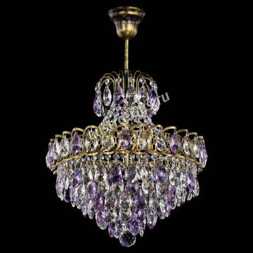 Люстра Грация с подвесом под бронзу Фиолетовая в Саратове Гусь Хрустальный