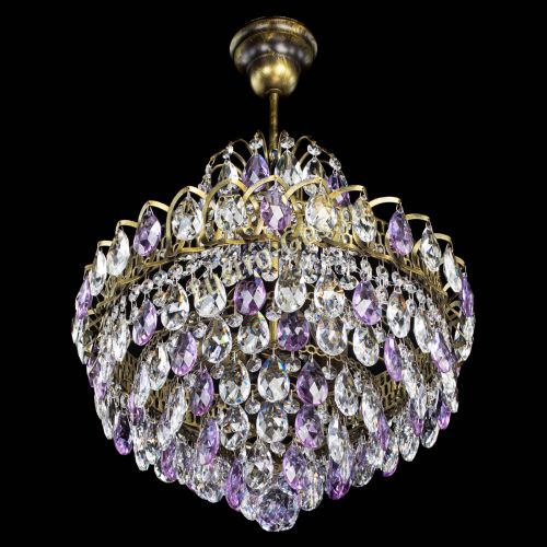 Люстра Грация с подвесом под бронзу Фиолетовая в Саратове Гусь Хрустальный