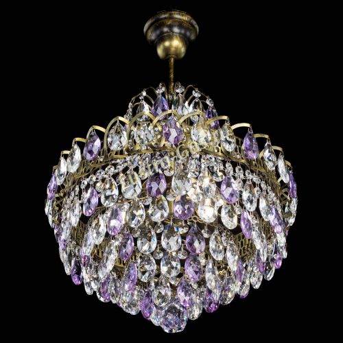 Люстра Грация с подвесом под бронзу Фиолетовая в Саратове Гусь Хрустальный