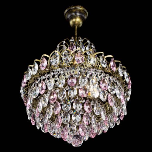 Люстра Грация с подвесом под бронзу Розовая в Саратове Гусь Хрустальный