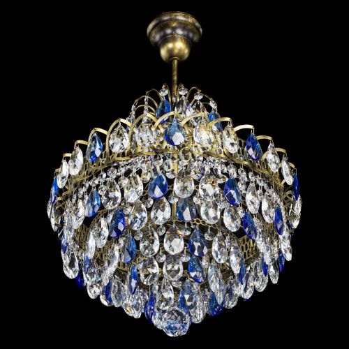 Люстра Грация с подвесом под бронзу Синяя в Саратове Гусь Хрустальный