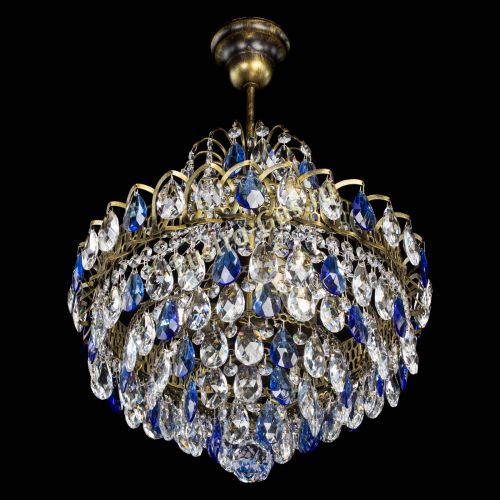 Люстра Грация с подвесом под бронзу Синяя в Саратове Гусь Хрустальный