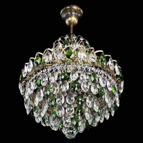 Люстра Грация с подвесом под бронзу Зеленая в Саратове Гусь Хрустальный