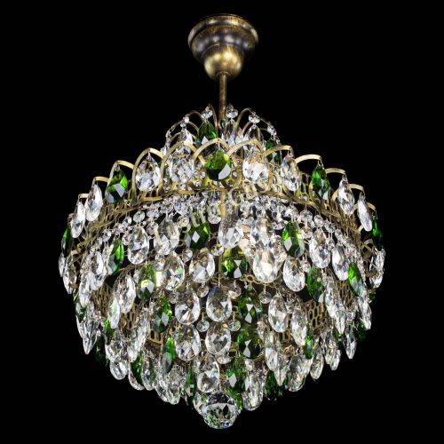 Люстра Грация с подвесом под бронзу Зеленая в Саратове Гусь Хрустальный