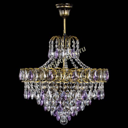Люстра Грация №5 с подвесом под бронзу Фиолетовая в Саратове Гусь Хрустальный