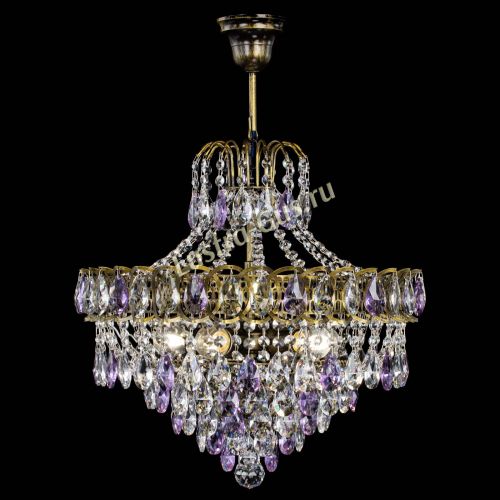 Люстра Грация №5 с подвесом под бронзу Фиолетовая в Саратове Гусь Хрустальный