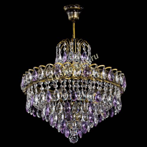 Люстра Грация №5 с подвесом под бронзу Фиолетовая в Саратове Гусь Хрустальный