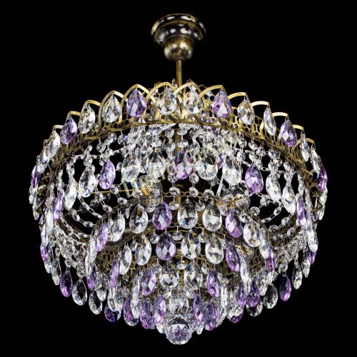 Люстра Грация №5 с подвесом под бронзу Фиолетовая в Саратове Гусь Хрустальный