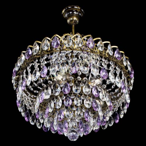 Люстра Грация №5 с подвесом под бронзу Фиолетовая в Саратове Гусь Хрустальный