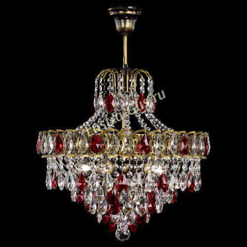 Люстра Грация №5 с подвесом под бронзу Красная в Саратове Гусь Хрустальный