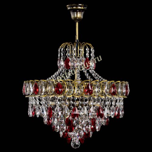 Люстра Грация №5 с подвесом под бронзу Красная в Саратове Гусь Хрустальный