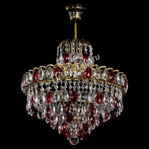 Люстра Грация №5 с подвесом под бронзу Красная в Саратове Гусь Хрустальный