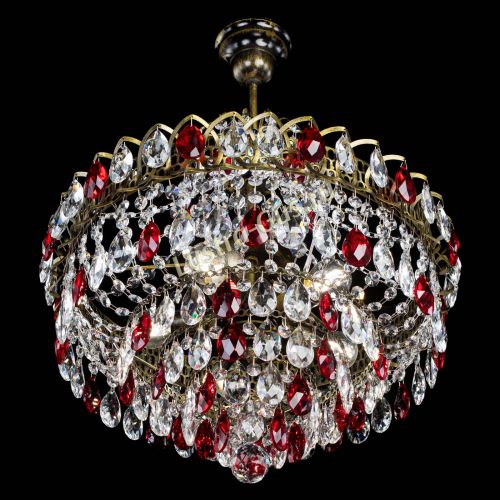 Люстра Грация №5 с подвесом под бронзу Красная в Саратове Гусь Хрустальный
