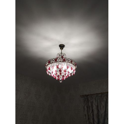 Люстра Грация №5 с подвесом под бронзу Красная в Саратове Гусь Хрустальный