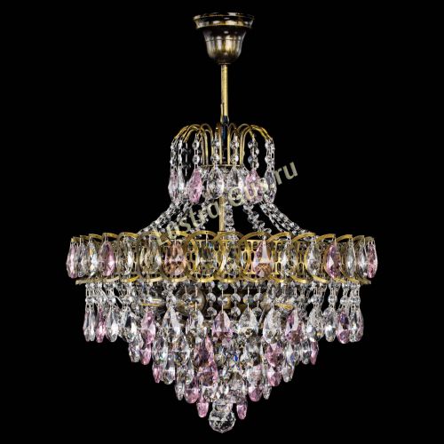 Люстра Грация №5 с подвесом под бронзу Розовая в Саратове Гусь Хрустальный