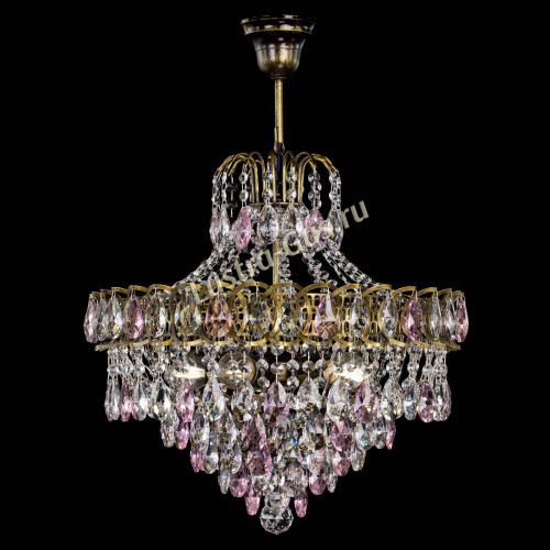 Люстра Грация №5 с подвесом под бронзу Розовая в Саратове Гусь Хрустальный