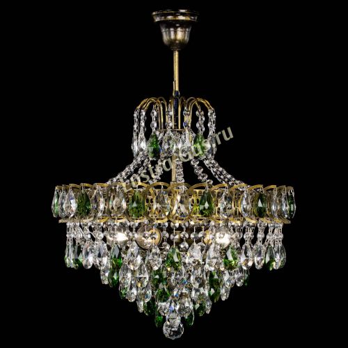 Люстра Грация №5 с подвесом под бронзу Зеленая в Саратове Гусь Хрустальный
