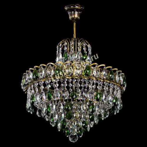 Люстра Грация №5 с подвесом под бронзу Зеленая в Саратове Гусь Хрустальный