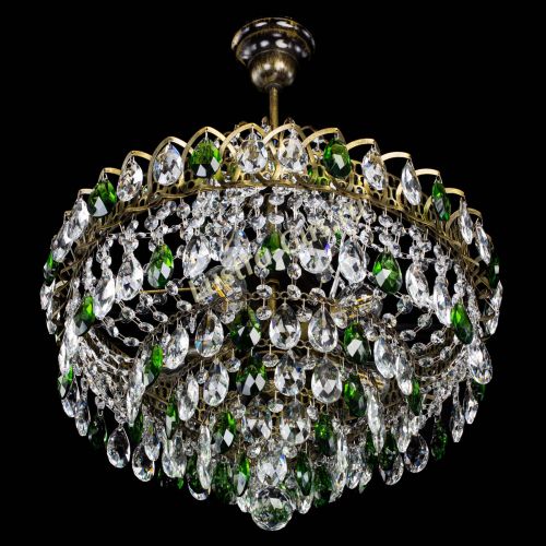 Люстра Грация №5 с подвесом под бронзу Зеленая в Саратове Гусь Хрустальный
