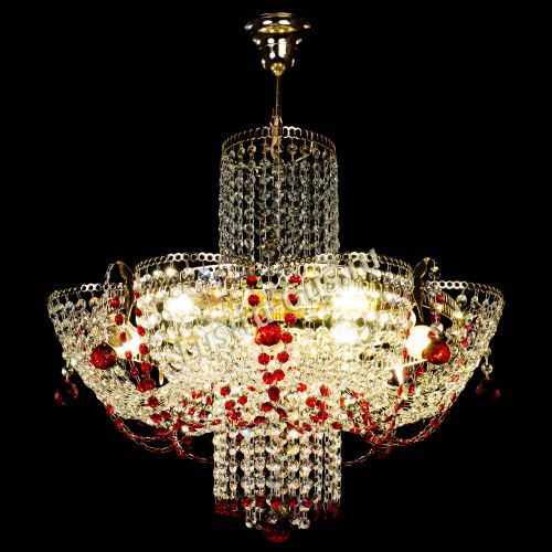 Люстра Камея №6 подвесная красная в Саратове Гусь Хрустальный
