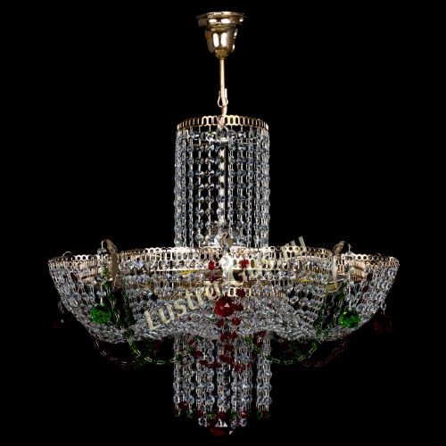 Люстра Камея №6 подвесная красно-зеленая в Саратове Гусь Хрустальный