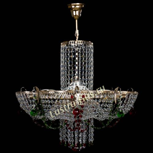Люстра Камея №6 подвесная красно-зеленая в Саратове Гусь Хрустальный