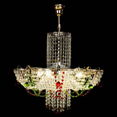 Люстра Камея №6 подвесная красно-зеленая в Саратове Гусь Хрустальный