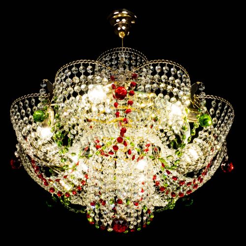 Люстра Камея №6 подвесная красно-зеленая в Саратове Гусь Хрустальный