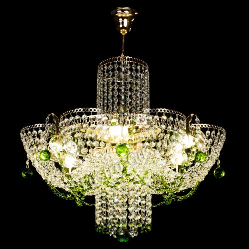 Люстра Камея №6 подвесная зеленая в Саратове Гусь Хрустальный