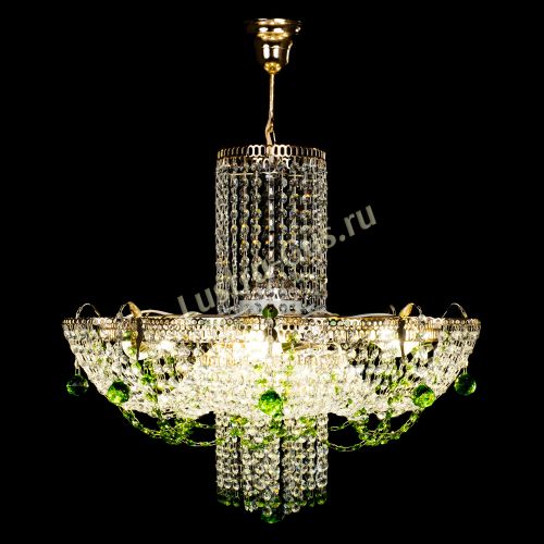 Люстра Камея №6 подвесная зеленая в Саратове Гусь Хрустальный