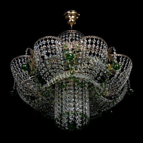 Люстра Камея №6 подвесная зеленая в Саратове Гусь Хрустальный