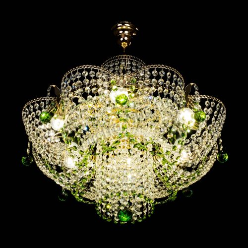 Люстра Камея №6 подвесная зеленая в Саратове Гусь Хрустальный
