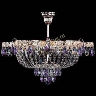 Люстра подвесная Камея Флора №5 с подвесом Фиолетовая