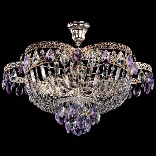 Люстра Камея Флора №5 с подвесом Фиолетовая в Саратове Гусь Хрустальный
