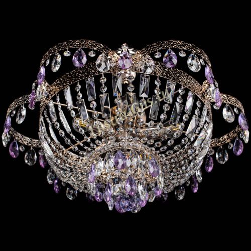 Люстра Камея Флора №5 с подвесом Фиолетовая в Саратове Гусь Хрустальный