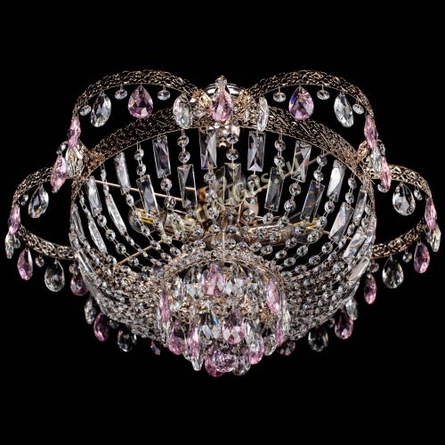 Люстра Камея Флора №5 с подвесом Розовая в Саратове Гусь Хрустальный