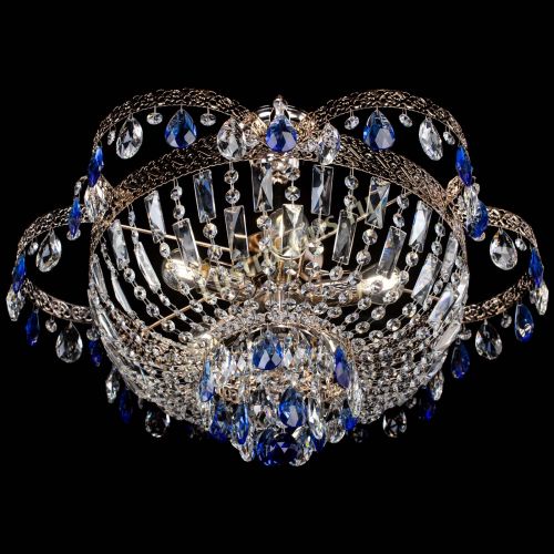 Люстра Камея Флора №5 с подвесом Синяя в Саратове Гусь Хрустальный