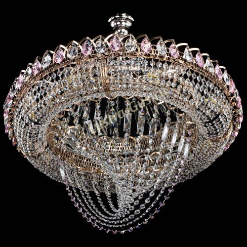 Люстра Кольцо Классика Веер №8 розовая в Саратове Гусь Хрустальный