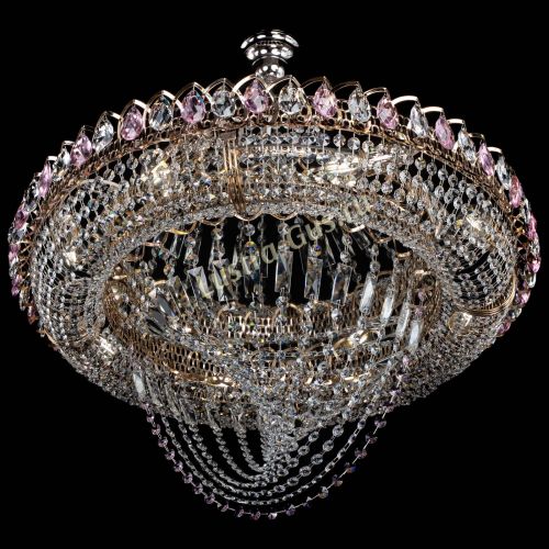 Люстра Кольцо Классика Веер №8 розовая в Саратове Гусь Хрустальный