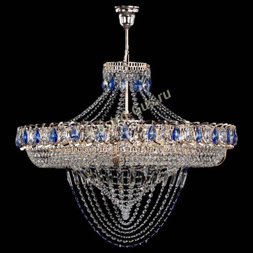 Люстра Кольцо Классика Веер №8 синяя в Саратове Гусь Хрустальный