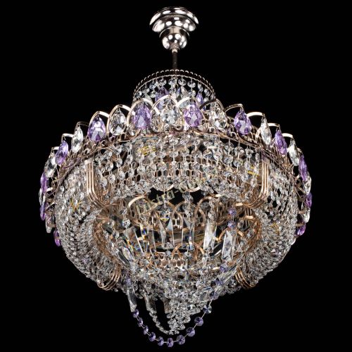 Люстра Кольцо Классика Веер фиолетовая в Саратове Гусь Хрустальный