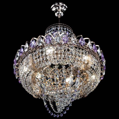 Люстра Кольцо Классика Веер фиолетовая в Саратове Гусь Хрустальный