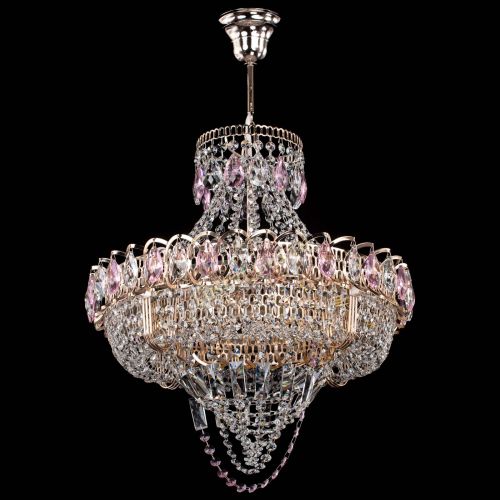 Люстра Кольцо Классика Веер розовая в Саратове Гусь Хрустальный