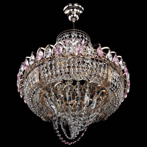 Люстра Кольцо Классика Веер розовая в Саратове Гусь Хрустальный
