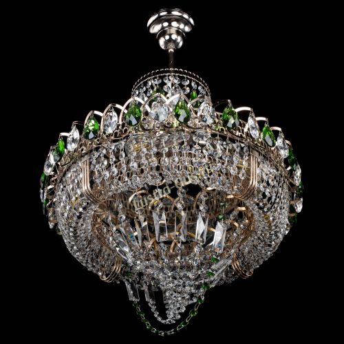 Люстра Кольцо Классика Веер зеленая в Саратове Гусь Хрустальный