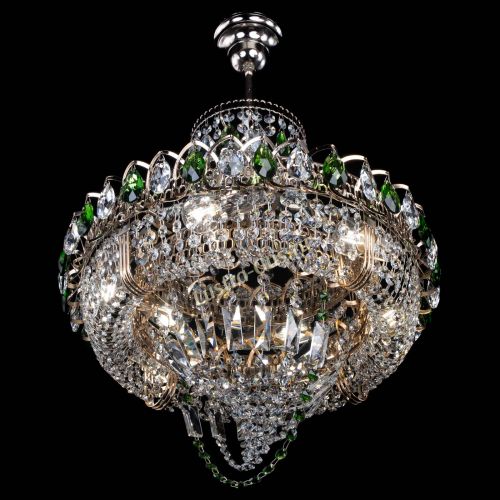 Люстра Кольцо Классика Веер зеленая в Саратове Гусь Хрустальный